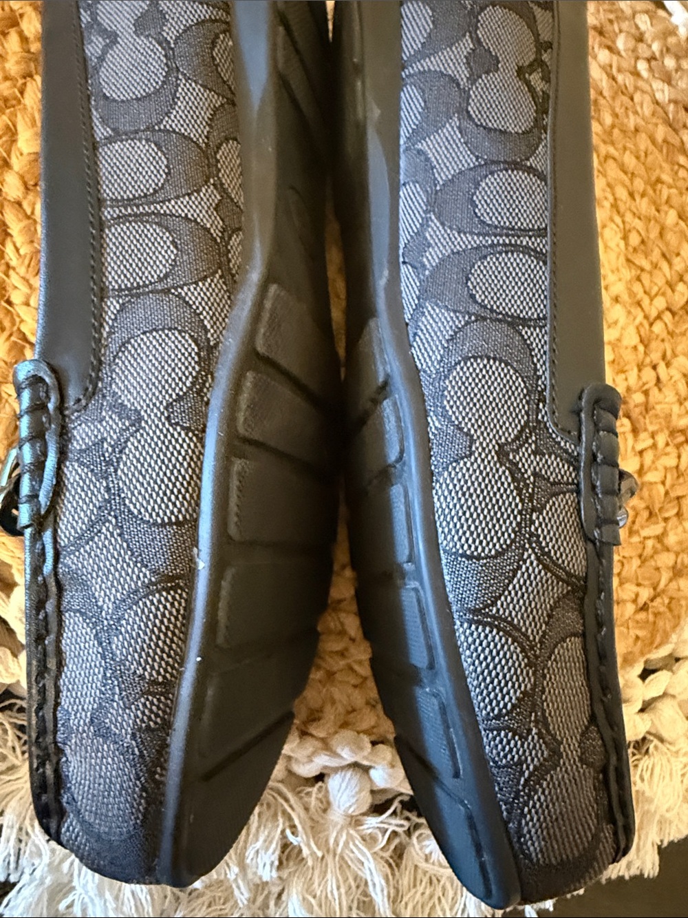 Coach Signature Jacquard Loafers Black Grey Monogram Moccasins Shoes 8.5 - Picture 11 of 17